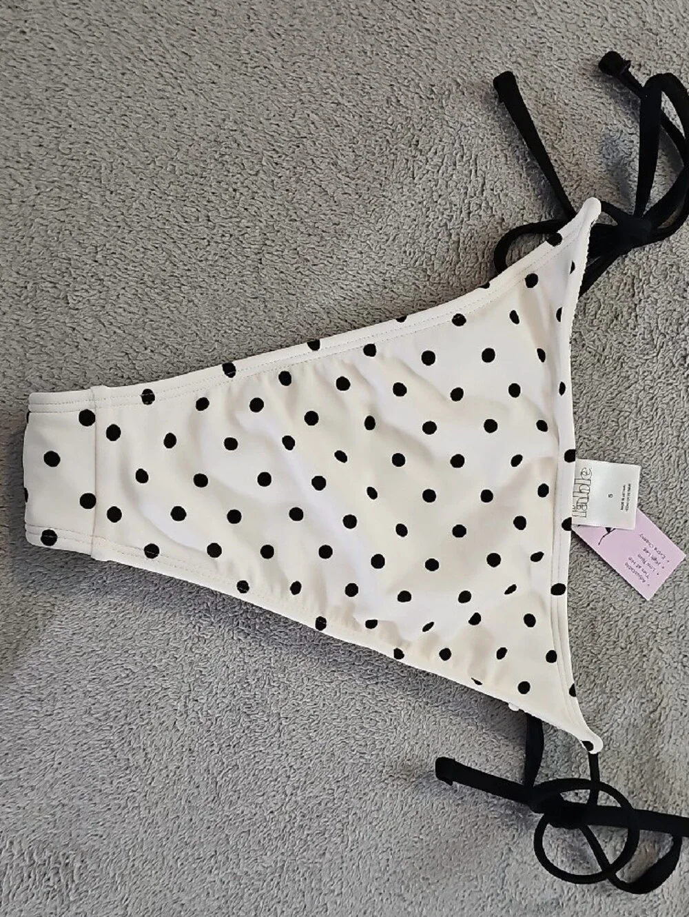 Wild Fable Women's S Black and Cream Polka Dot Tie-Side Bikini Set